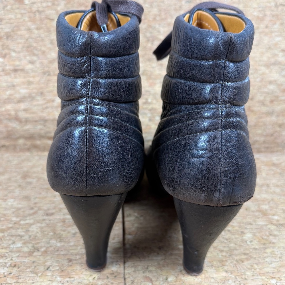 Chie Mihara Black Leather Lace-Up Ankle Boots Heeled EU 40 US 9.5 Shoes - Picture 6 of 16